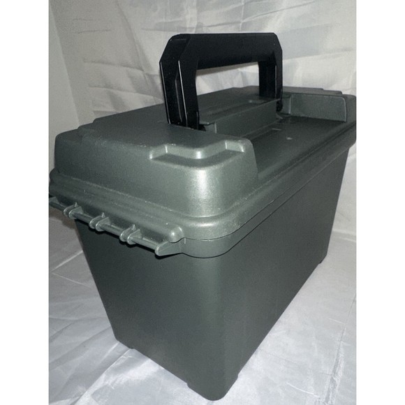 Cabela’s 3664 Plastic Dry-Storage Ammo Box/Can Tactical-Green flip top/ Good - Picture 9 of 16